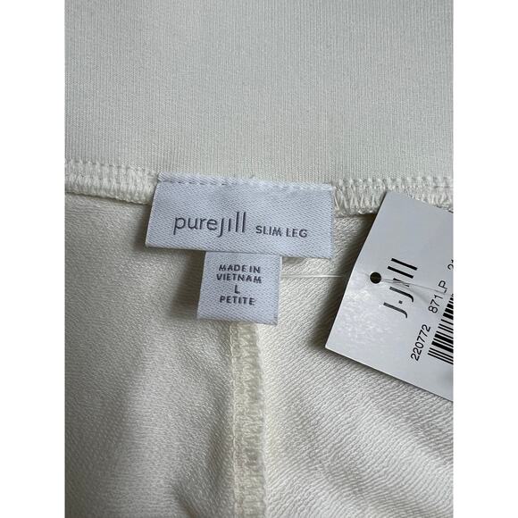NEW Pure J.Jill Women's Cream Pants Large Petite Slim Leg Pull On Stretch - Picture 3 of 8